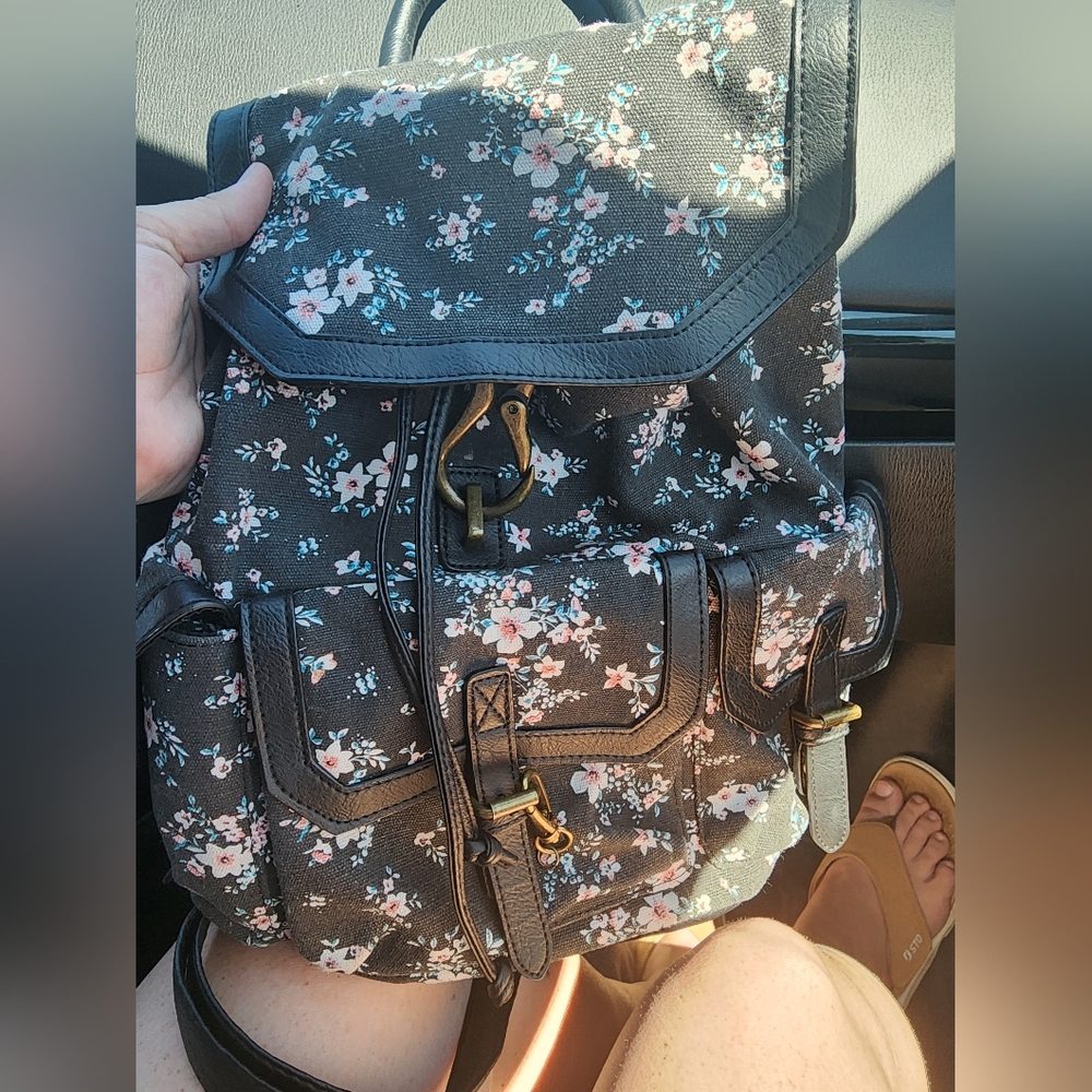 Floral Black Backpack